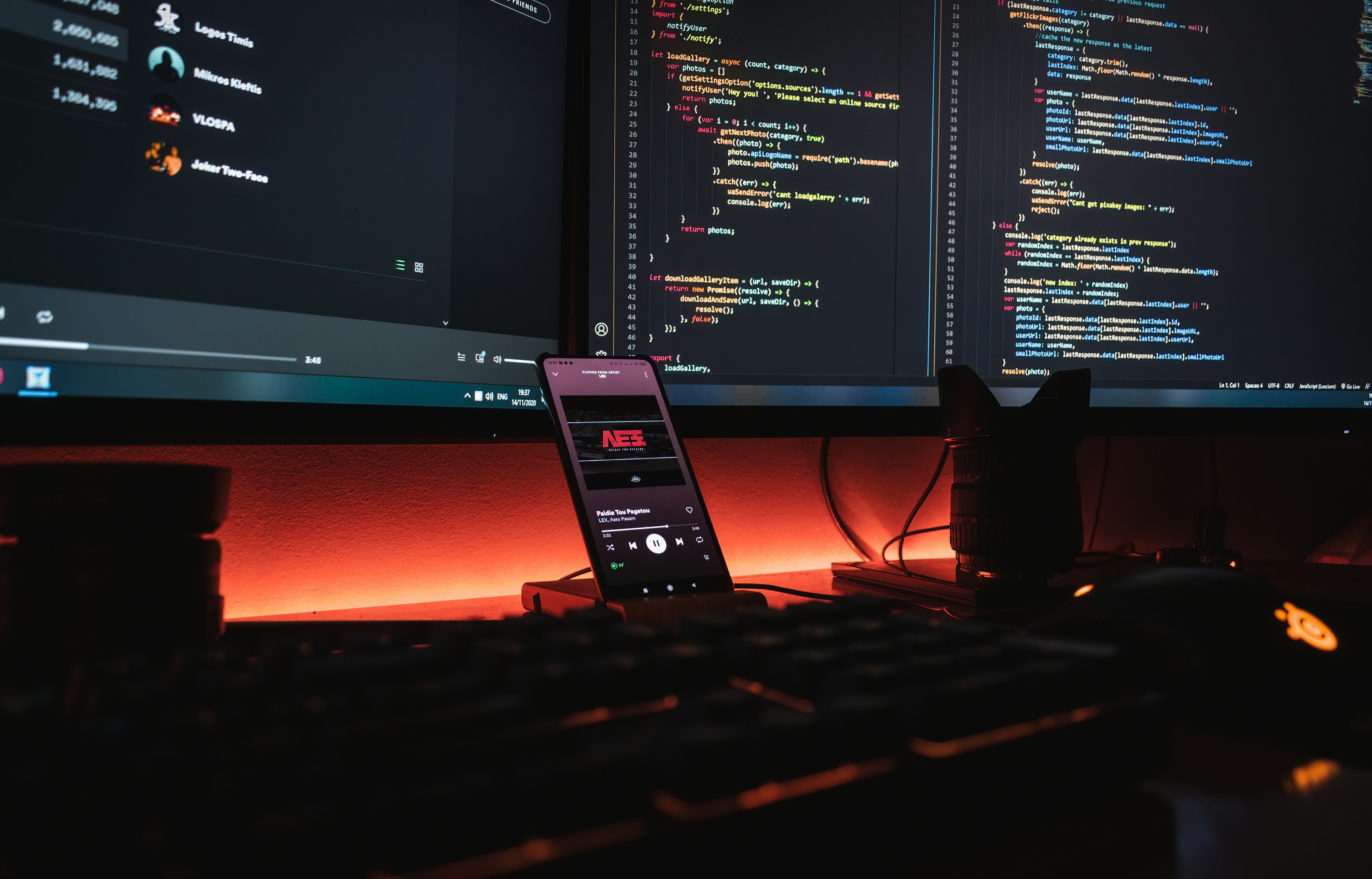 Software programming layout on monitor screens